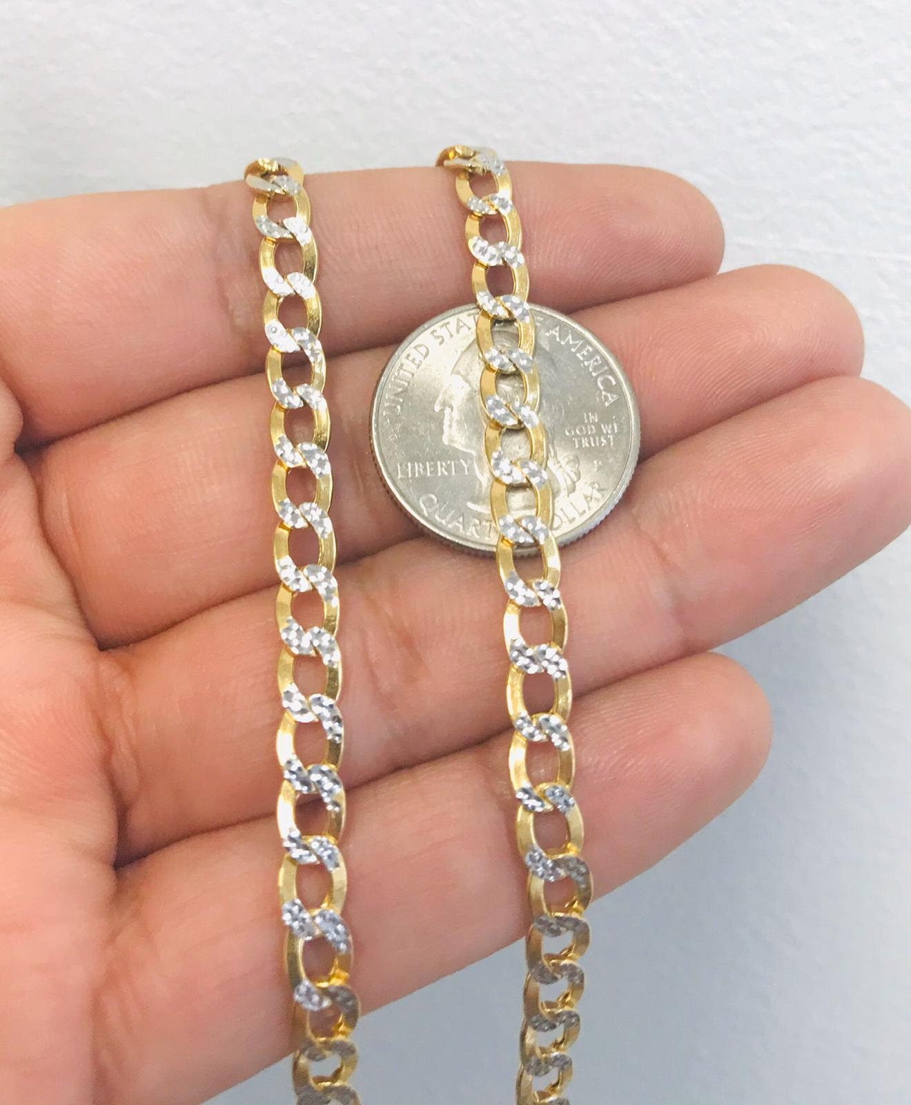 14K Gold Mens Necklace 26 13.5g 5.3mm / Two Tone Gold Hollow Etsy