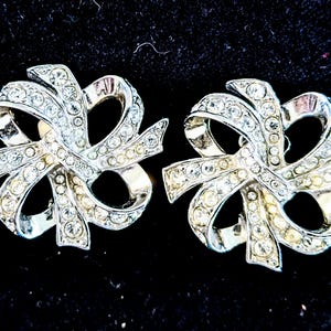 Large Sparkly KJL earrings Earrings loopy ribbons of diamante Kenneth J Lane