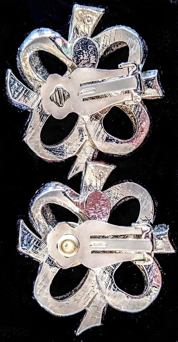 Large Sparkly KJL earrings Earrings loopy ribbons… - image 2