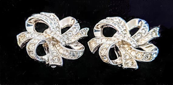 Large Sparkly KJL earrings Earrings loopy ribbons… - image 4