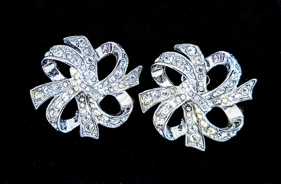 Large Sparkly KJL earrings Earrings loopy ribbons… - image 5