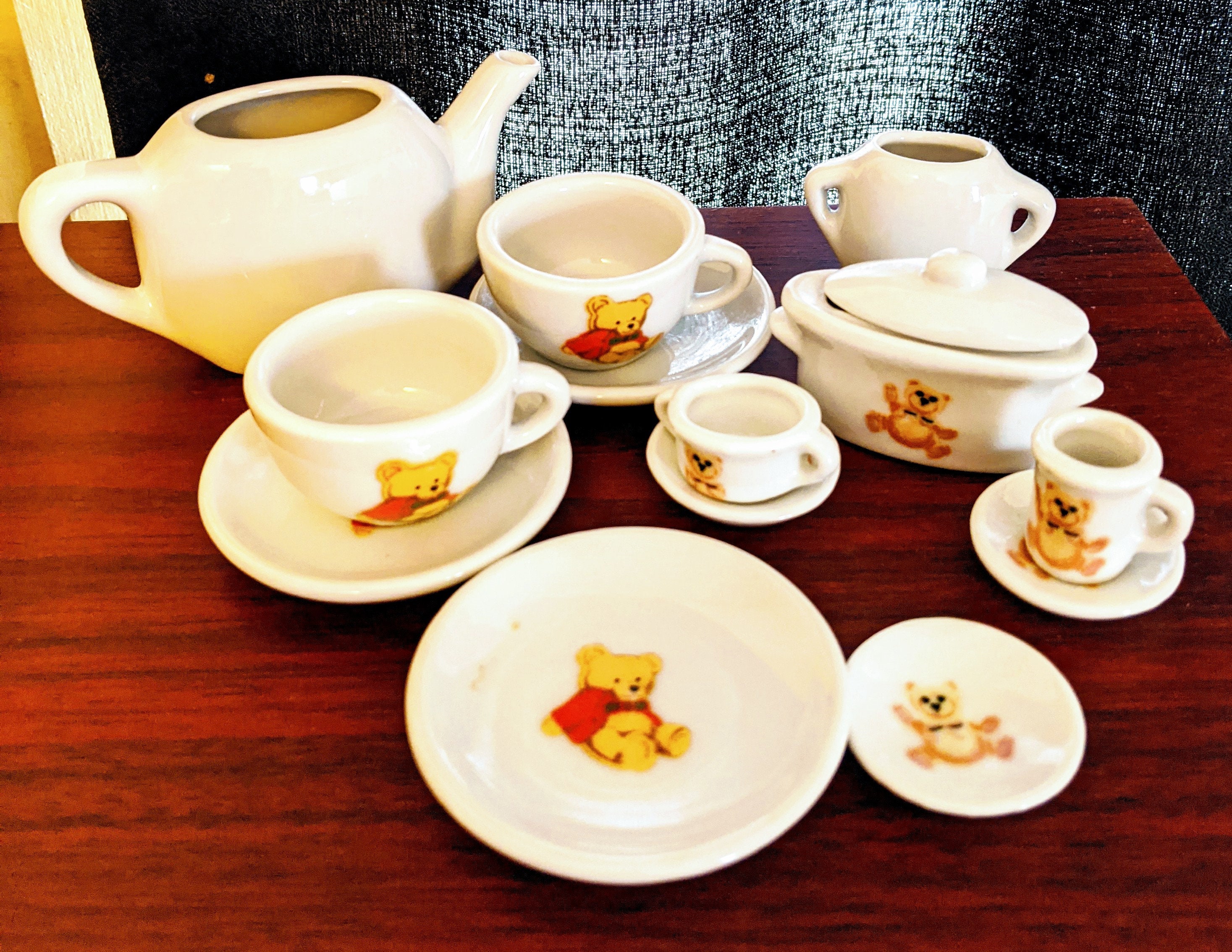 Vintage Childrens dolls china tea set teddy bears mommy daddy Etsy