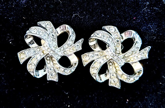 Large Sparkly KJL earrings Earrings loopy ribbons… - image 6