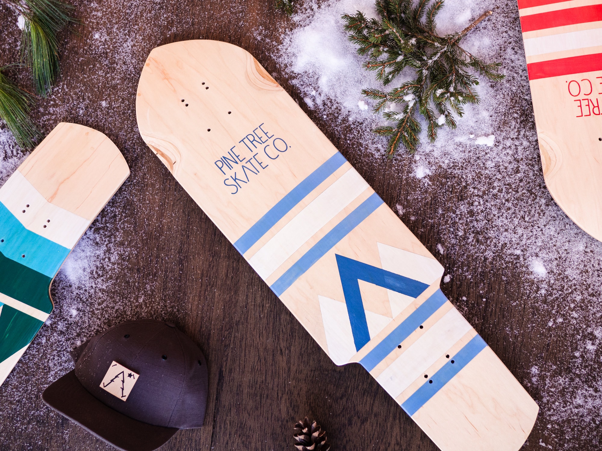 Handmade Skateboard Deck Snowcap Pine Tree Skate Co. Etsy
