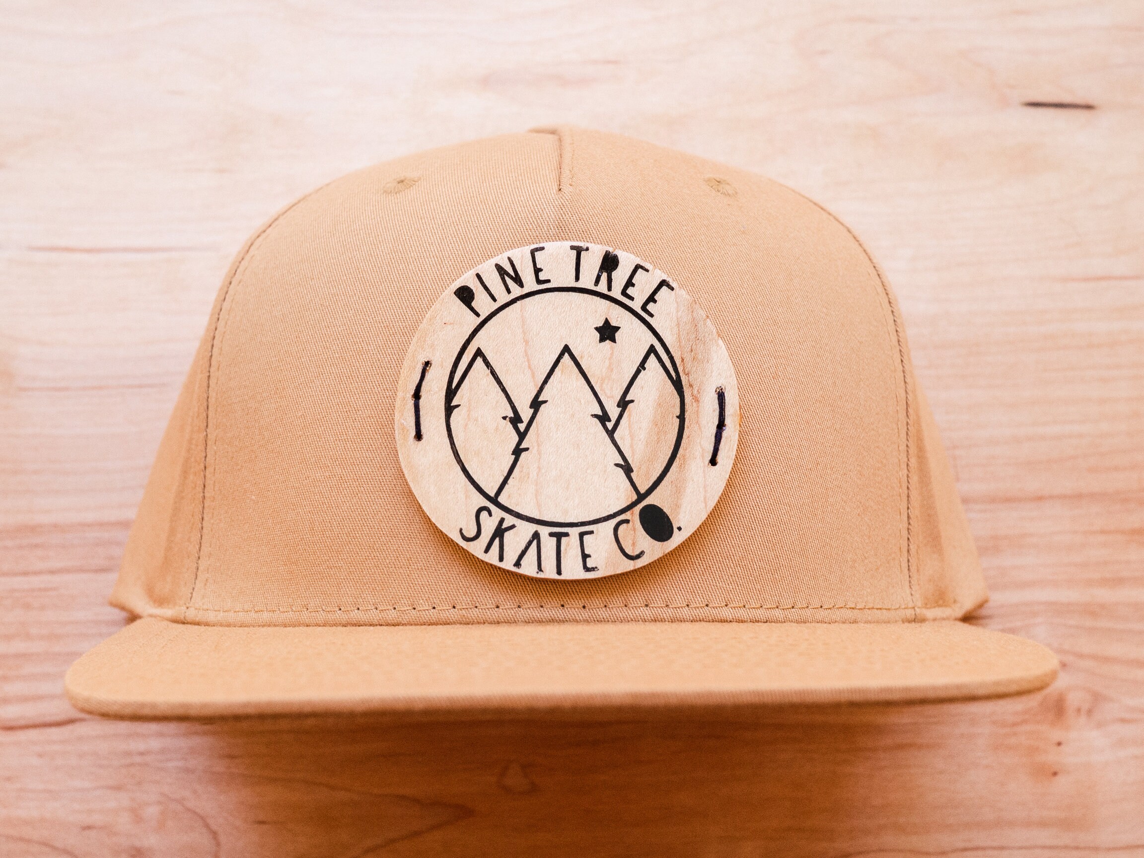 Wooden Badge Snapback Hat Circle Logo 