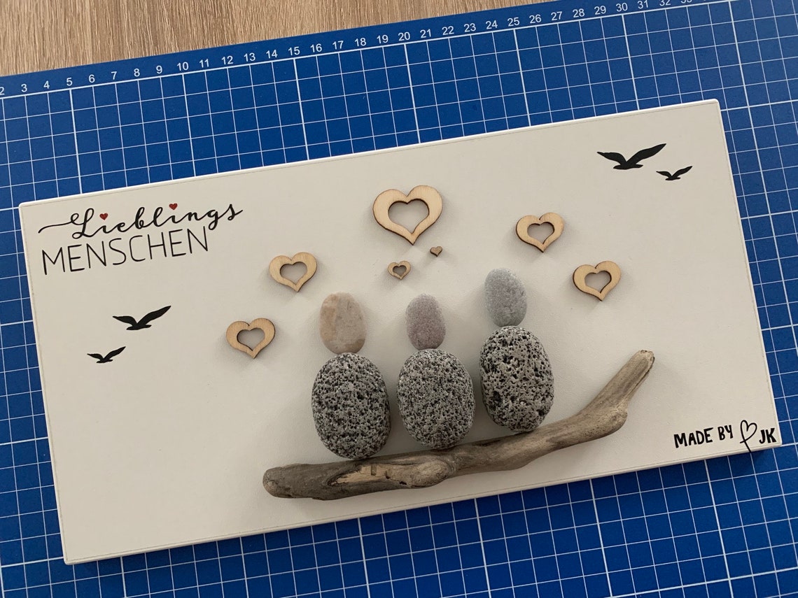 Steinbild Steine Schild Familie Familienbild Willkommen Etsy