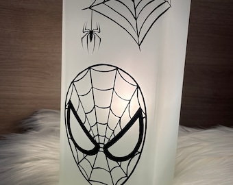 Lampe Kinderlampe Nachttischlampe Licht Milchglas Grönö Nachtlicht Stimmungslicht Disney Spiderman PERSONALISIERT