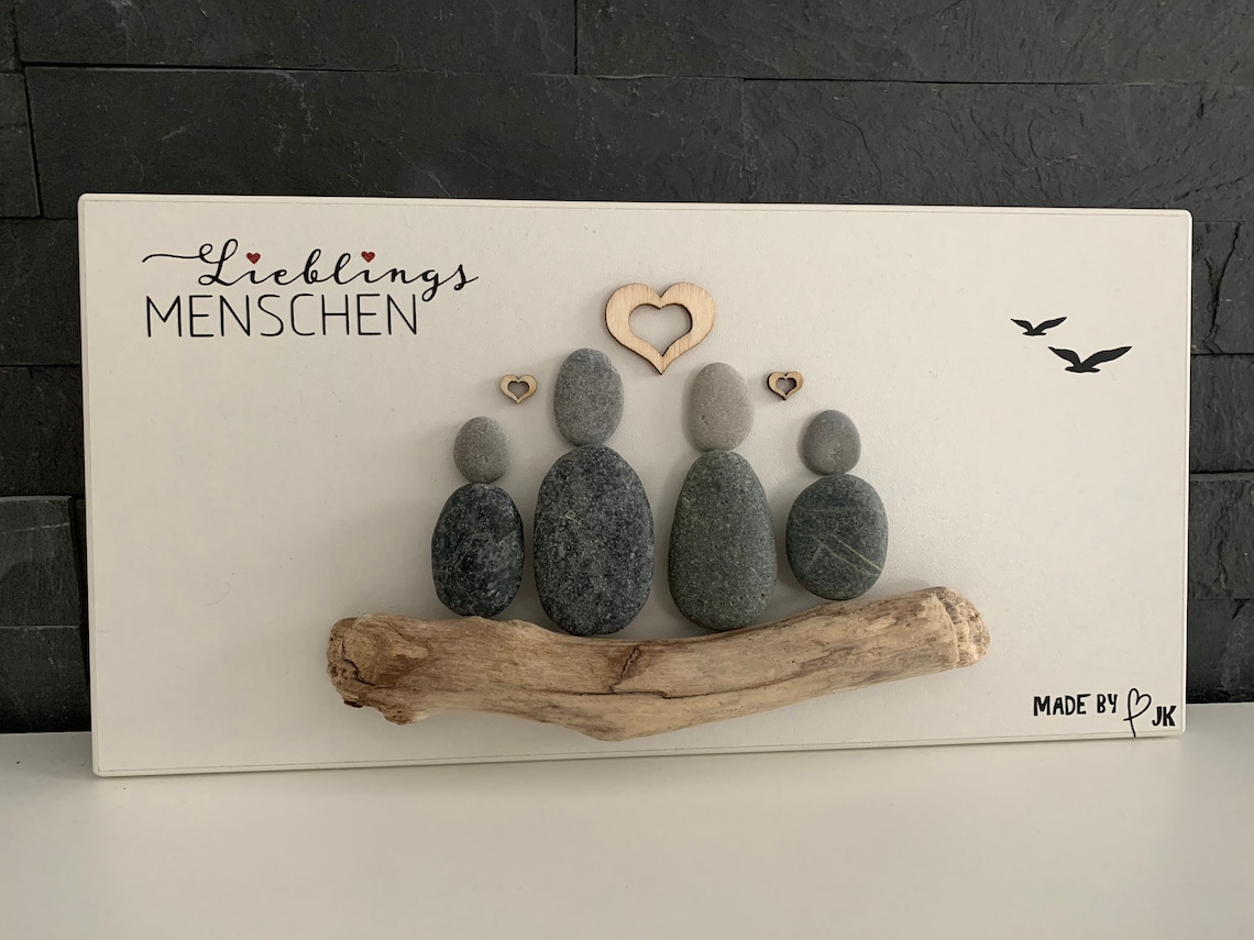 Steinbild Steine Schild Familie Familienbild Willkommen Etsy
