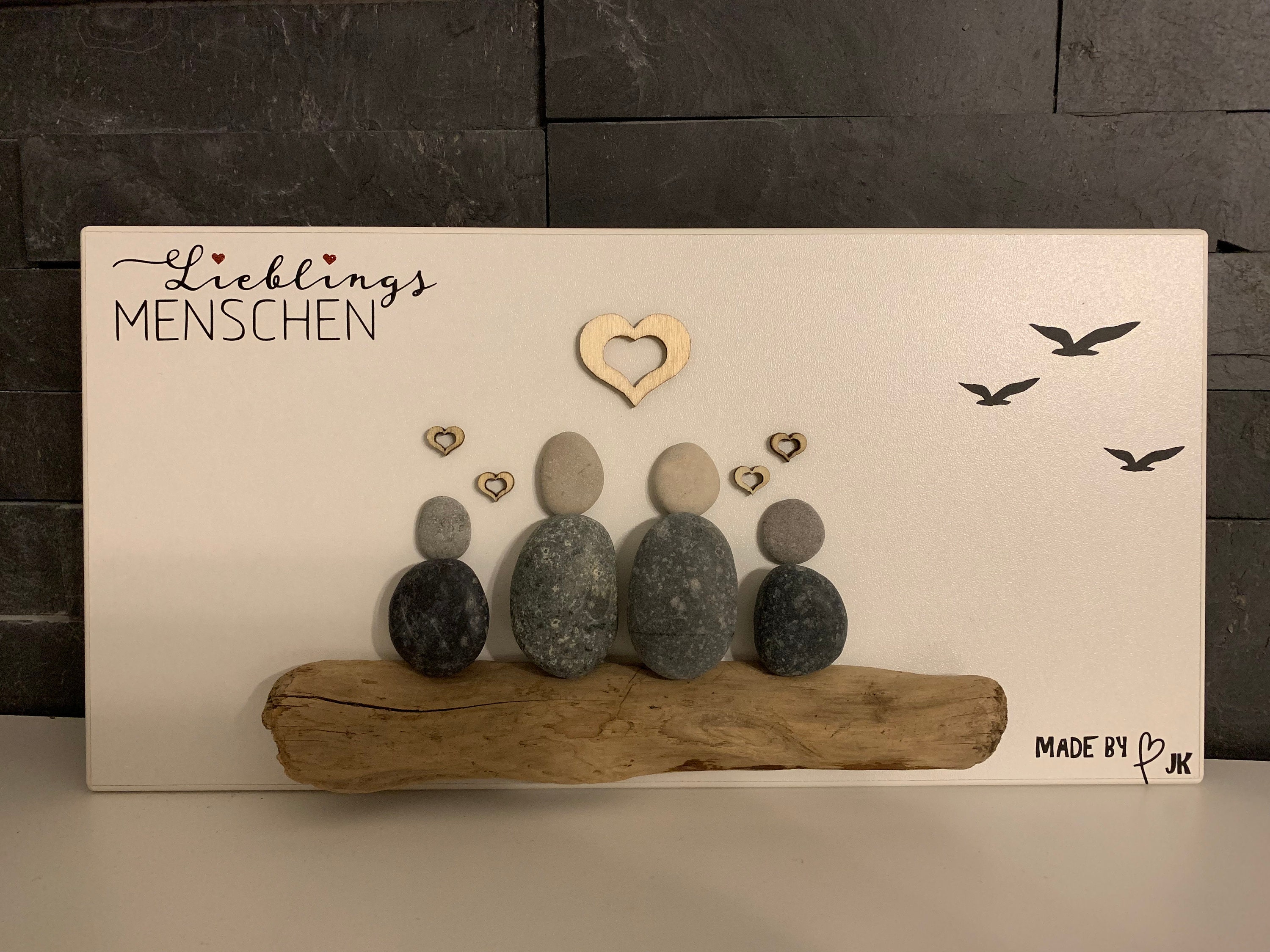 Steinbild Steine Schild Familie Familienbild Willkommen Etsy
