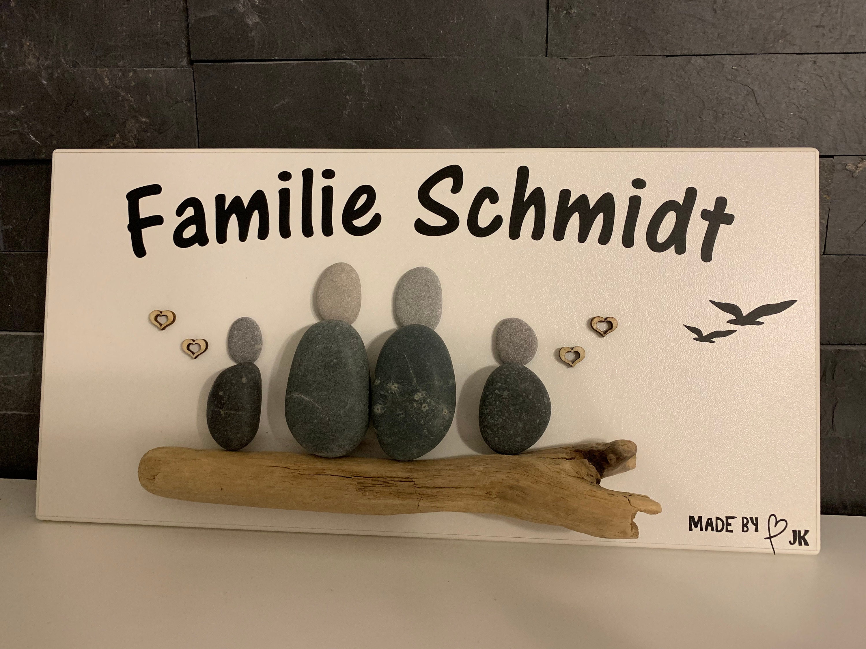 Steinbild Steine Schild Familie Familienbild Willkommen Etsy.de