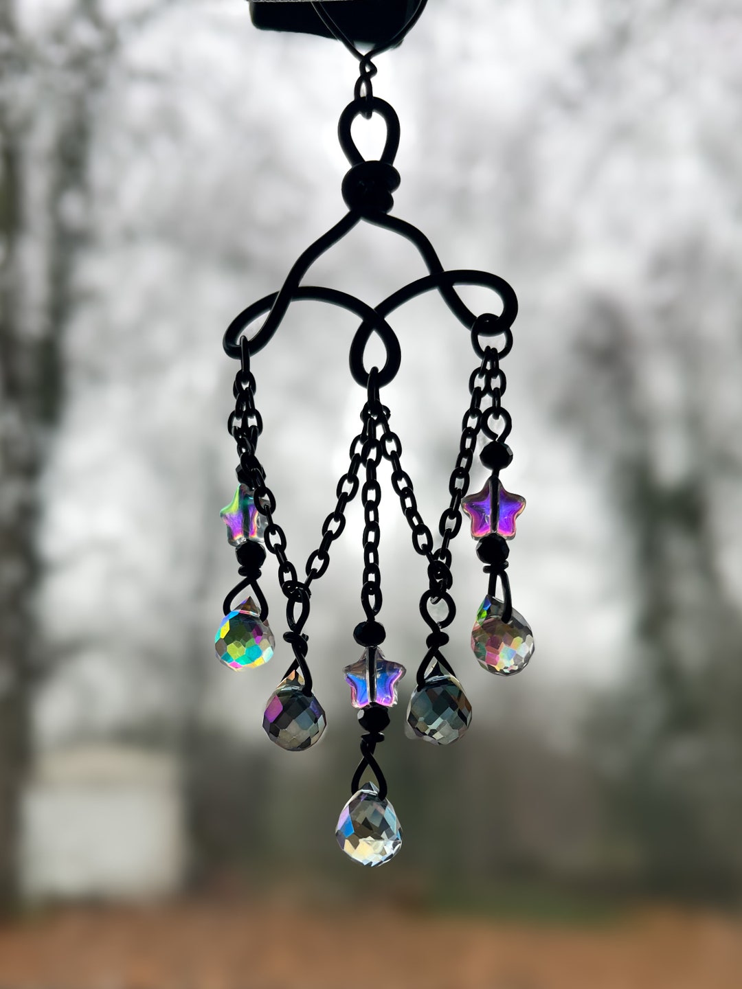 Car Charm Chandelier for Rear View Mirror Dark Academia Dark Cottage