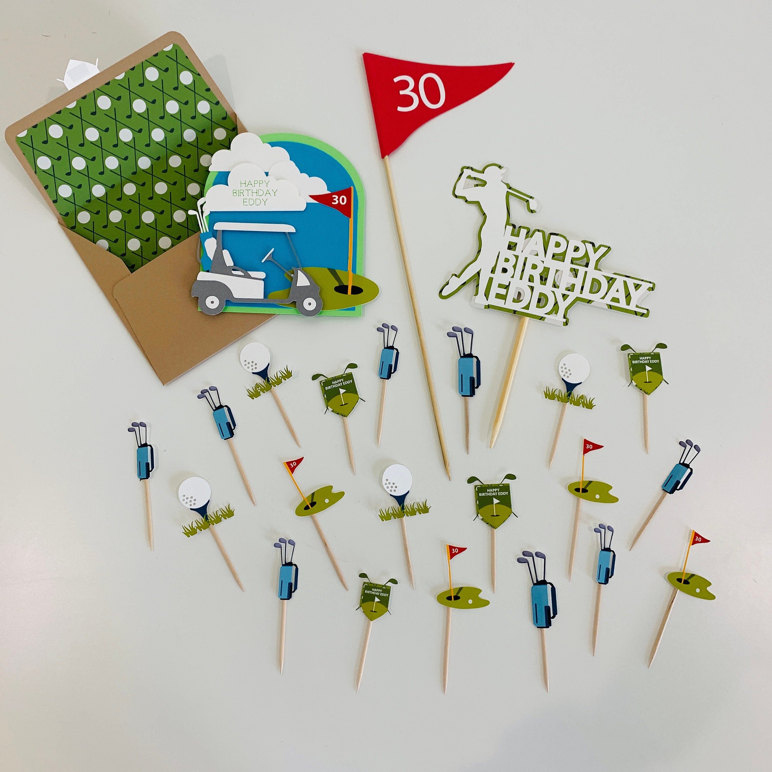 Personalized Golf Decor Kit Golf Cake Topper Golfer Topper Etsy