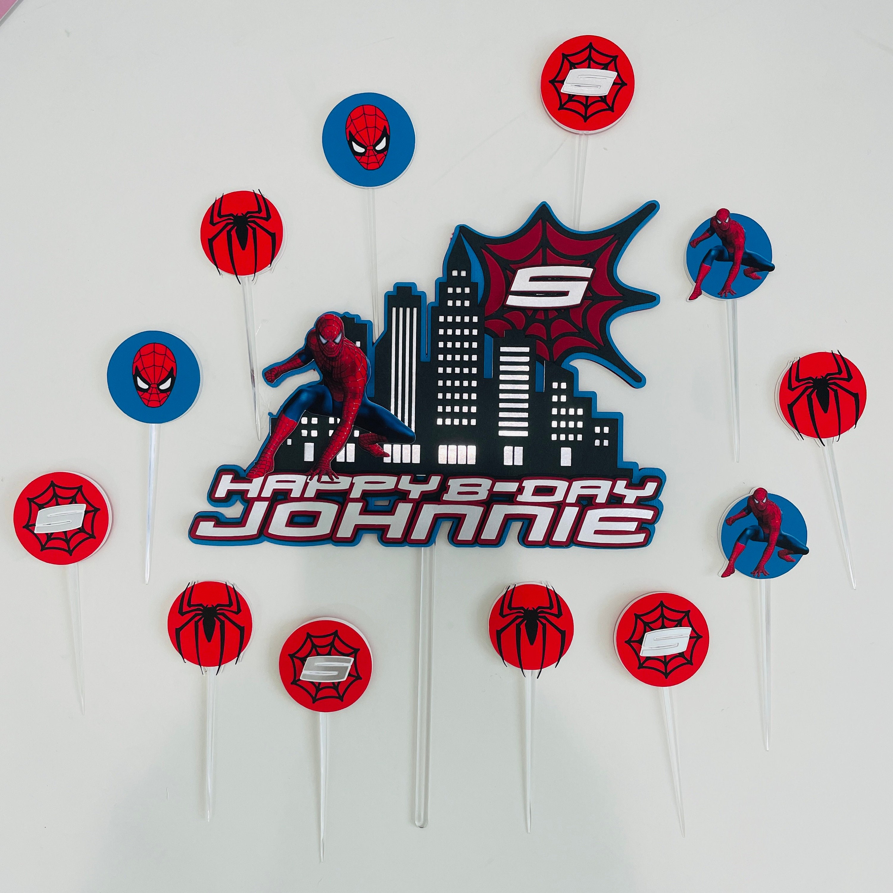personalized spiderman cake topper custom spiderman topper etsy