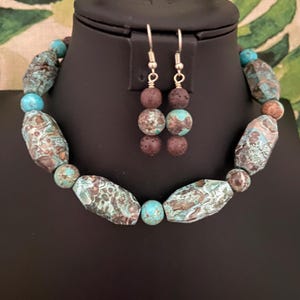 Ocean Jasper Necklace and Earring Set, Ocean Jasper, Ocean Jasper Jewelry, Ocean Jasper Necklace, Jasper Jewelry, Jasper Necklace