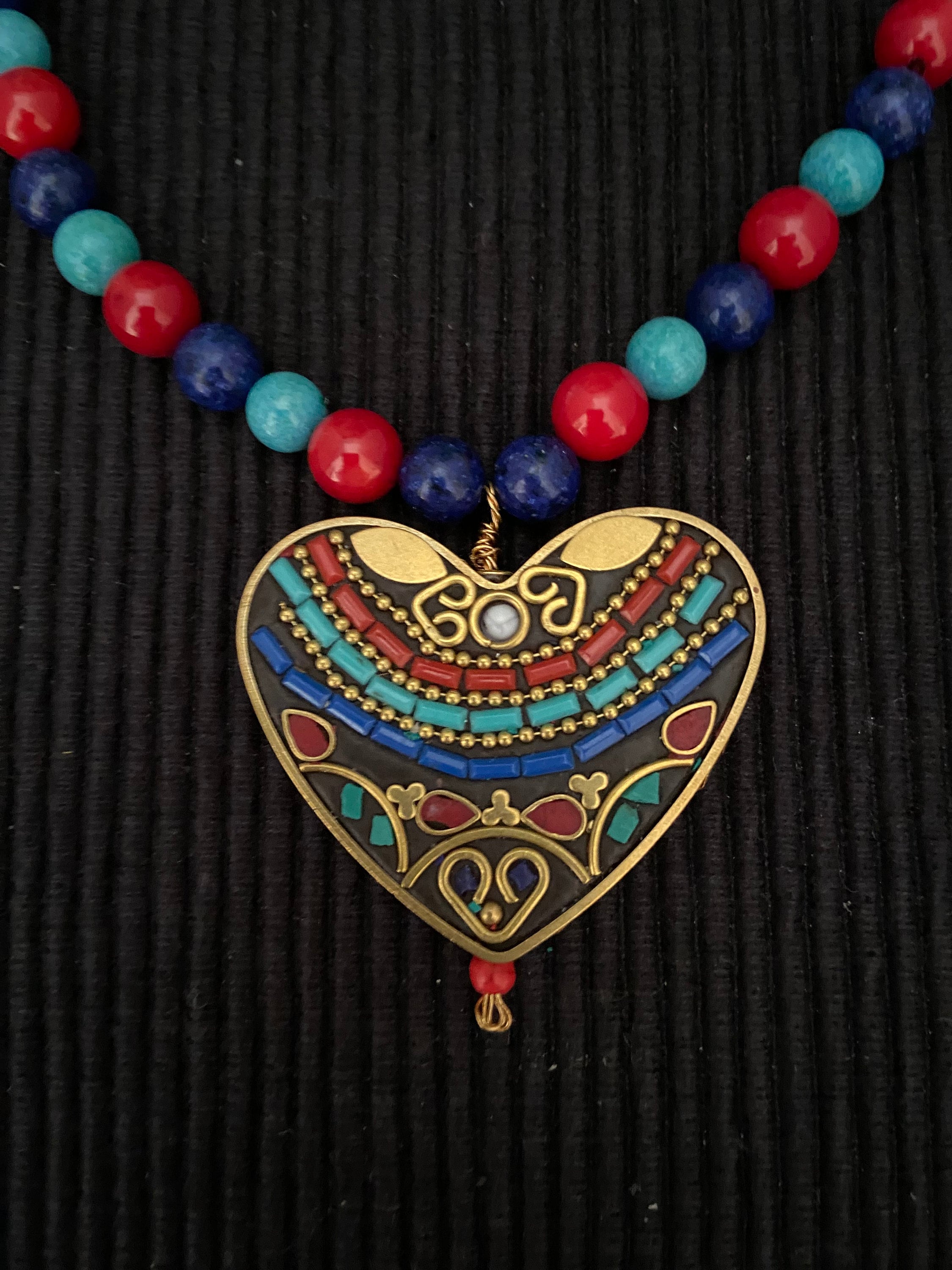 Tibetan-style Pendant Necklace & Earrings, Tibetan Pendant