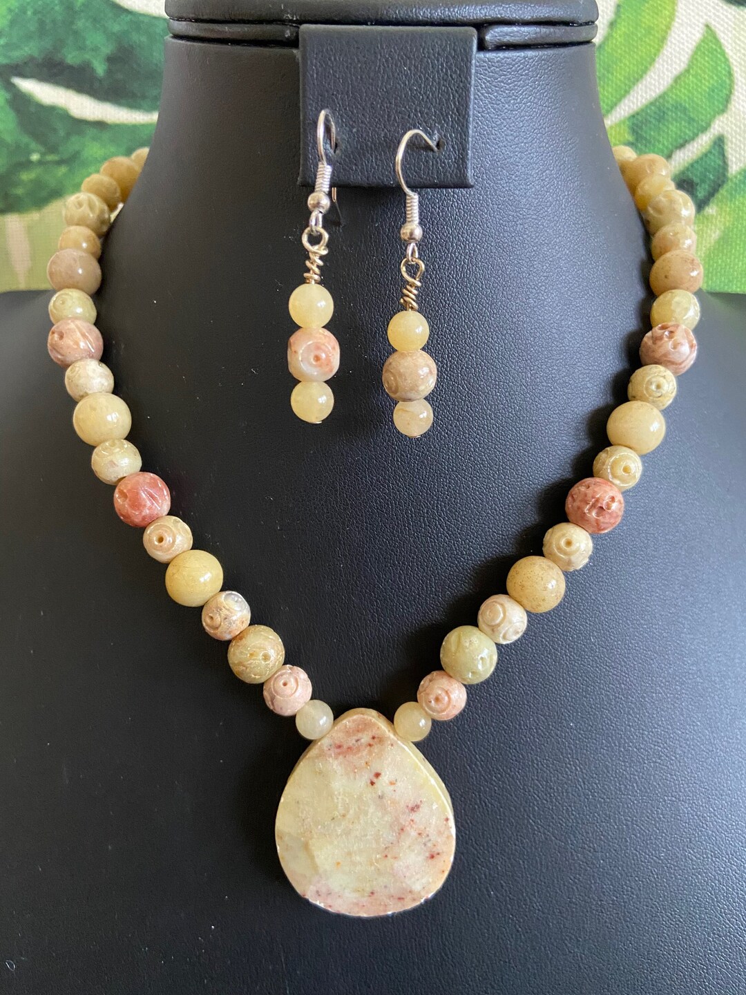 Soapstone Necklace With Matching Earrings Soapstone Jewelry Etsy