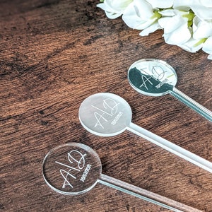 Acrylic Drink Stirrer, Wedding Table Décor, Personalised Drinks Stirrer, Engraved Acrylic Drinks Charm