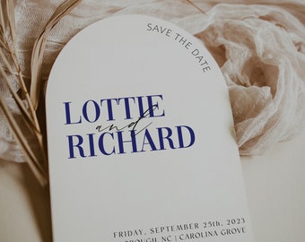 Arch Save the Date, A6 Wedding Invite Décor, Personalised Date Plaque, Printed Card Guest Invitation, With Envelopes