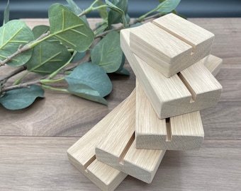 Porta cartelli in legno di quercia: porta numeri da tavolo per matrimoni in acrilico con scanalatura da 3 mm