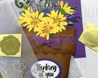 Thinking of you Card - Potted Flowers