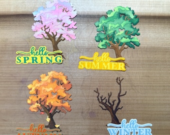 4 Seasonal Trees and Sentiments - with option for icons