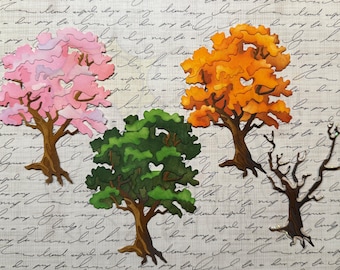 4 Layered Trees - one for each season