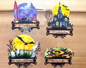 4 Halloween Banner Embellishment Clusters