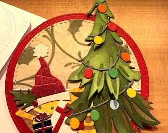 Cat under a Tree Christmas Card