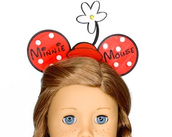 Mickey Ears for 18" doll, Minnie Hat Theme, Headband Fits most 18" dolls such as American Girl, 3D Printed,  Doll Accessory