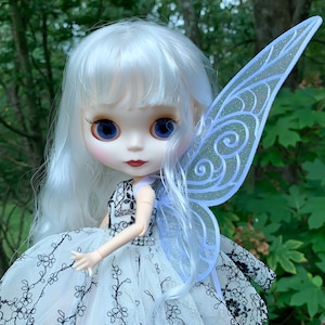 Wings for Blythe doll, wings sized to fit dolls such as Blythe, Glitter Tulle 3D Printed Wings for Doll