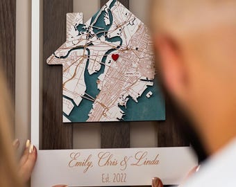 House Shaped Map: Personalized First Home Keepsake for Housewarming Gift