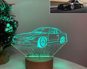 Car Guy Gift, Custom Car Sketch Desk Lamp, Personalized Guy Gift, Drawing From Photo 3D Led Lamp, Truck Mockup, Motorcycle Art Gift for Men