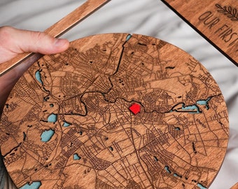 Laser Engraved Wood Map, Custom Framed Home Decor, New Home Gift