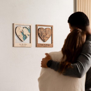 Custom City Map Wood Map Wall Art, Personalized Map with Coordinates, Couples Travel Map, Unique Gift for Couple, 9th Anniversary Gift Him