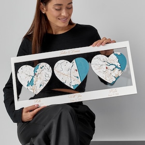 Personalized Engagement/Wedding Gift, Custom City/Location Map Wood Wall Art, Couples Travel Map Shelf Decor, Handmade Wedding Mementos