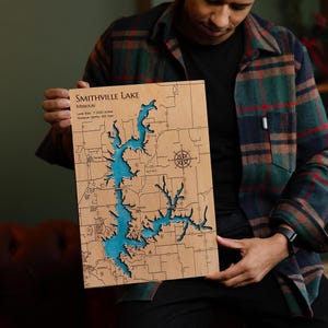 Regalo per il quinto anniversario di matrimonio, mappa di qualsiasi lago, arte in legno e resina epossidica, decorazione per appartamento, regalo per la ristrutturazione della casa, mappa di viaggio, decorazione per casa sul lago