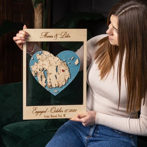 Verlobung Geschenk für Paar Einzigartige, benutzerdefinierte Koordinaten 3D Holz Wand Kunst, wo alles begann Karte, erste Date Karte, frisch verheiratet Geschenke