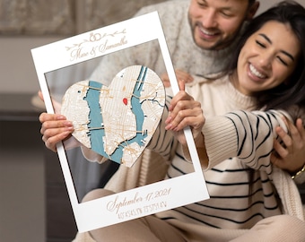 Personalized Wedding Gifts for Couple, Custom Wood Wedding Map Art, Newly Wed Gifts, Custom Map Any Location, Unique Anniversary Gift