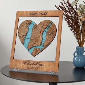 Location City Map Wooden Wall Art, Where We First Met Map, 5th Anniversary Gift, Custom Coordinates MurWoodHome Map, Where it all Began Map