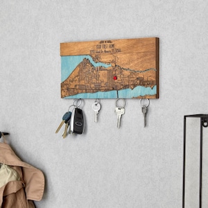 New Home Gift, Magnetic Key Holder For Wall, Custom City Map Wall Art, Entryway Wall Decor, Key Organizer, Housewarming Gifts for Couples