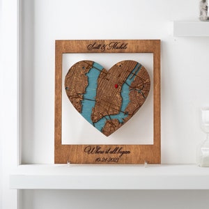 Unique Gift for Couple, Wooden Location/City Map, Personalized Wall Art, Romantic Gifts, Hochzeitsgeschenk, Long Distance Relationship Map