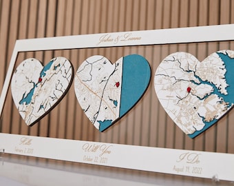 Anniversary Wedding Gift, Your Location Map Wall Art, Gift for Couple, Wooden Wall City Map, Custom Wooden Wall Art, Newly Wed Gifts