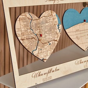 5th Anniversary Gifts, Custom City/Coordinates Map Art, Framed Wood Wall Art, Personalized Wedding Gift for Couple, Custom Travel Map