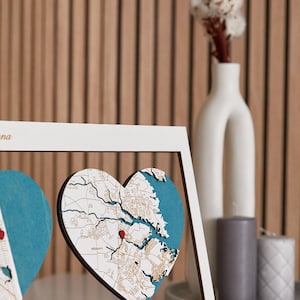 Handmade Wedding Mementos, Your Location/City Map Wall Art, Framed Wooden Map, Newly Engaged Gift, Couples Travel Map, First Apartment Gift