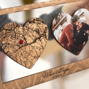 Valentines Day Gift for Her, Customized Heart Map Any Location with Photo, Anniversary Gift for the Couple, Home Wall Decor, Newly Wed Gifts