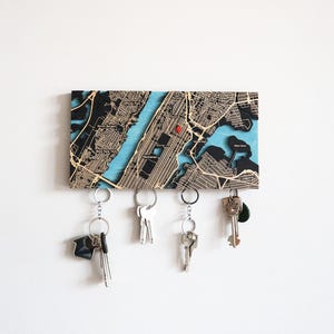 Wall Key Station, Custom Map Magnetic Organizer for Modern Entryway