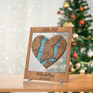 Where It All Began Map, Unique Christmas Gift Ideas, Custom City/Location Map Wooden Framed Wall Art, Anniversary Gifts, Couples Travel Map