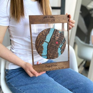 Our First Home Gift, Custom City Wood Map Wall Art, Housewarming Couples Gifts, Framed Wall Art, New Home Gift, Engagement Gifts for Friends