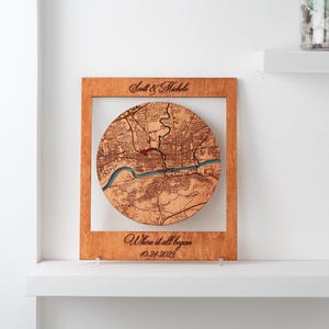 Custom City/Location Wooden Map, 5th Anniversary Couples Gift, Love Map Wall Art, Personalized Wedding Gift, Hochzeitsgeschenk, Shelf Decor