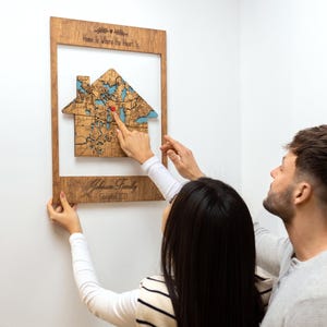 Unique Gift for Couple, Personalized First Home 3D Map Wall Art, Apartment Decor, Housewarming Gift, Wood Wall Hanging, Realtor Closing Gift